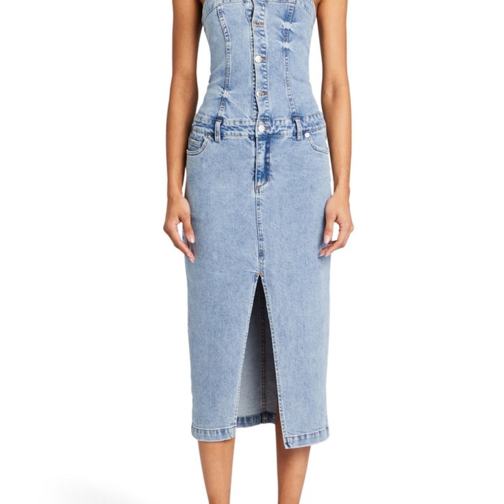 Women's Blue Denim Midi Skirt
